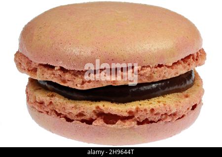 macaron with raspberry flavor isolated on white background Stock Photo