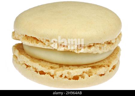 macaron with vanilla flavor isolated on white background Stock Photo