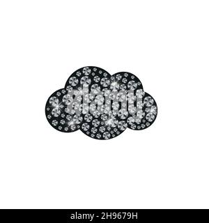 Vector illustration of a cloud in realistic diamonds Stock Vector