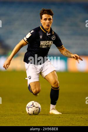 London, UK. 04th Dec, 2021. LONDON, United Kingdom, DECEMBER 04: Danny McNamara of Millwall during The Sky Bet Championship between Millwall and Birmingham City at The Den Stadium, London on 04th December 2021 Credit: Action Foto Sport/Alamy Live News Stock Photo