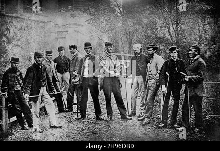 EDINBURGH, SCOTLAND, UK - circa 17 May 1867 - Grand golf tournament by professional players on Leith links in Edinburgh 17th May 1867. This group port Stock Photo