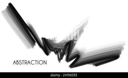 Abstract black and white stylized splash of thin lines on white background. Vector graphics Stock Vector