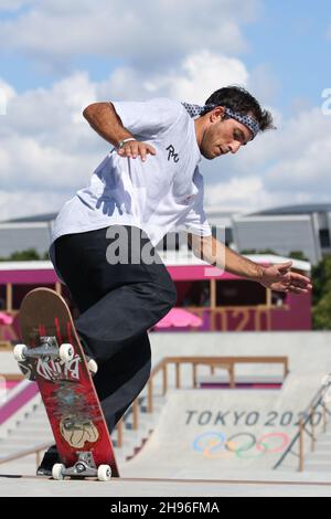 JULY 25th, 2021 - TOKYO, JAPAN: Micky PAPA of Canada ahead of the Skateboarding Men's Street Prelims at the Ariake Urban Sports Park during the Tokyo Stock Photo