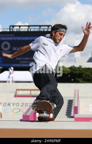 JULY 25th, 2021 - TOKYO, JAPAN: Micky PAPA of Canada ahead of the Skateboarding Men's Street Prelims at the Ariake Urban Sports Park during the Tokyo Stock Photo