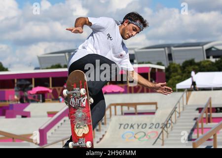 JULY 25th, 2021 - TOKYO, JAPAN: Micky PAPA of Canada ahead of the Skateboarding Men's Street Prelims at the Ariake Urban Sports Park during the Tokyo Stock Photo