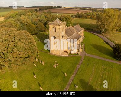 Rudston Church and Monolith near Bridlington, East Yorkshire Stock Photo