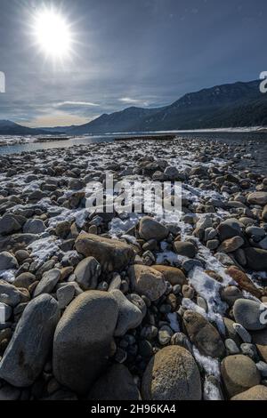 Drone photography of Cle Elum Lake and the Cascade Mountains of ...