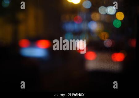 Defocused lights of city traffic Stock Photo