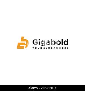 Minimalist flat letter mark GIGABOLD logo design Stock Vector