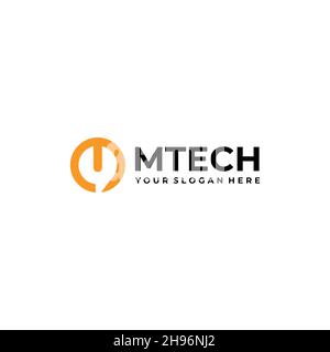 Minimalist flat letter mark MTECH logo design Stock Vector