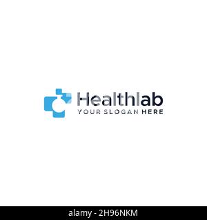 Minimalist logo HEALTHLAB laboratory logo design Stock Vector