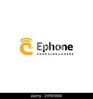 minimalist simple Ephone signal hedset logo design Stock Vector