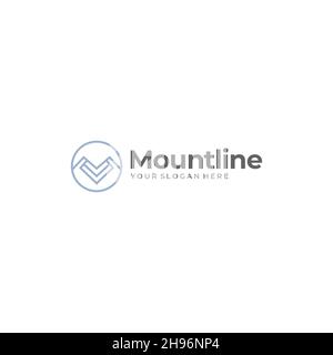 minimalist Mountline mountains circle Logo design Stock Vector