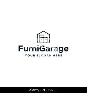 minimalist FurniGarage building home logo design Stock Vector