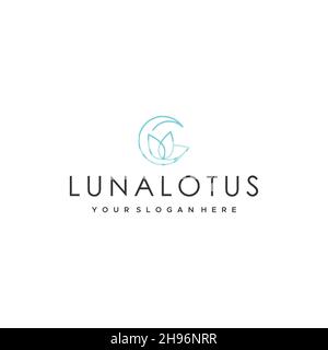 Minimalist flat letter mark LUNA LOTUS logo design Stock Vector