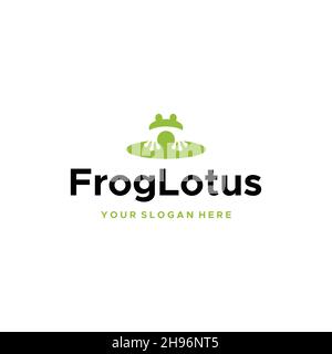 Modern flat letter mark FROG LOTUS logo design Stock Vector