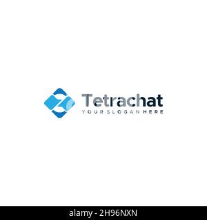 modern TETRA CHAT colorful circle logo design Stock Vector