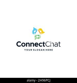 modern CONNECT CHAT colorful circle logo design Stock Vector