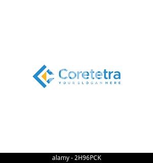 Flat colorful initial C CORETETRA logo design Stock Vector