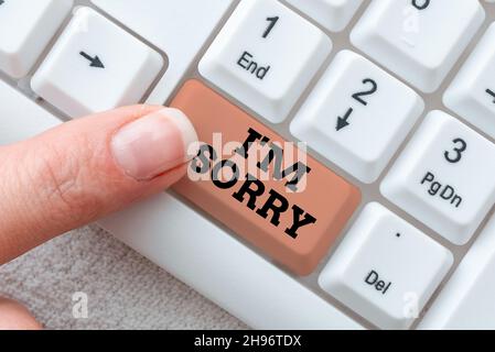 Text caption presenting I M Sorry. Word for To ask for forgiveness to someone you unintensionaly hurt Researching Software Development Solutions Stock Photo