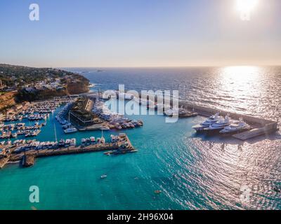 Port Adriano in Mallorca, Spain. Images from Drone Stock Photo