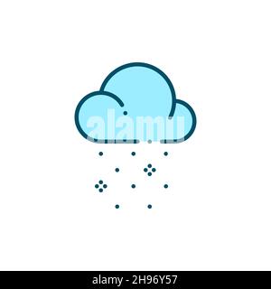Snowing from a cloud. Winter weather. Pixel perfect, editable stroke blue icon Stock Vector