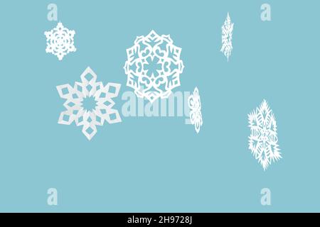Beautiful paper snowflakes on color background Stock Photo