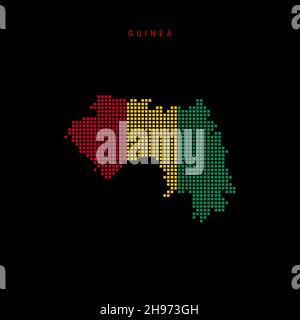 Square dots pattern map of Guinea. Republic of Guinea dotted pixel map ...