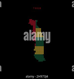 Dots Pattern Vector Map of Togo. Stylized Silhouette of Togo. Flag of ...
