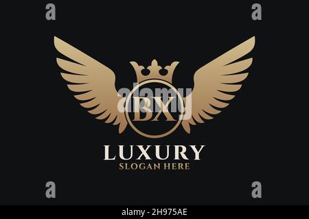 Luxury royal wing Letter BX crest Gold color Logo vector, Victory logo, crest logo, wing logo, vector logo . Stock Vector