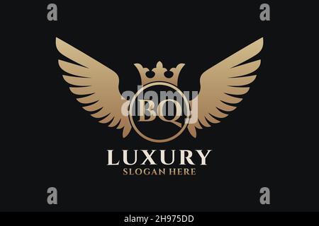 Luxury royal wing Letter BQ crest Gold color Logo vector, Victory logo, crest logo, wing logo, vector logo . Stock Vector