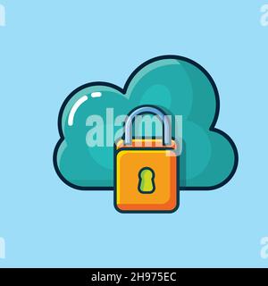 cloud security concept symbol vector illustration in flat style Stock Vector