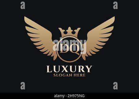 Luxury royal wing Letter DQ crest Gold color Logo vector, Victory logo, crest logo, wing logo, vector logo . Stock Vector