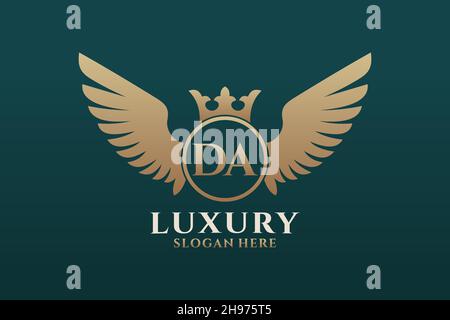Luxury royal wing Letter DA crest Gold color Logo vector, Victory logo, crest logo, wing logo, vector logo . Stock Vector