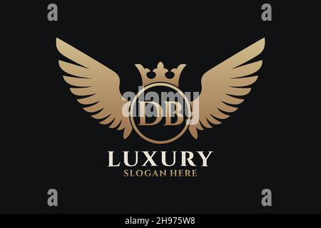 Luxury royal wing Letter DB crest Gold color Logo vector, Victory logo, crest logo, wing logo, vector logo . Stock Vector