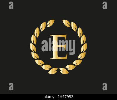 Initial letter E with Luxurious Concept. E Luxury Logo template in vector for Restaurant, Royalty, Boutique, Cafe, Hotel, Heraldic, Jewelry Stock Vector