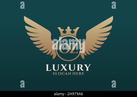 Luxury royal wing Letter OZ crest Gold color Logo vector, Victory logo, crest logo, wing logo, vector logo . Stock Vector