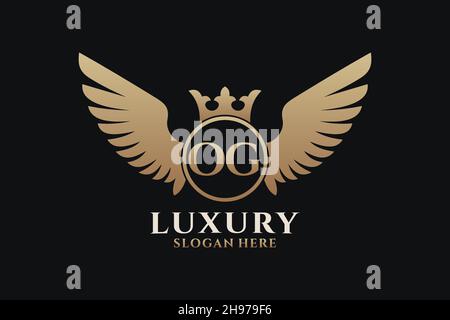 Luxury royal wing Letter OG crest Gold color Logo vector, Victory logo, crest logo, wing logo, vector logo . Stock Vector