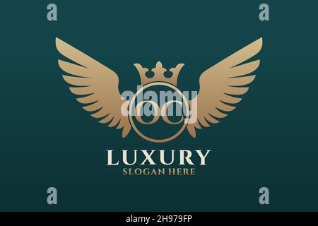 Luxury royal wing Letter OC crest Gold color Logo vector, Victory logo, crest logo, wing logo, vector logo . Stock Vector