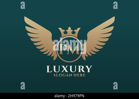 Luxury royal wing Letter PM crest Gold color Logo vector, Victory logo,  crest logo, wing logo, vector logo Stock Vector Image & Art - Alamy