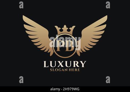Luxury royal wing Letter PB crest Gold color Logo vector, Victory logo, crest logo, wing logo, vector logo . Stock Vector