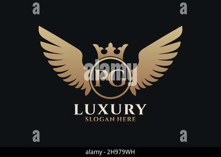Luxury royal wing Letter PG crest Gold color Logo vector, Victory logo, crest logo, wing logo, vector logo . Stock Vector