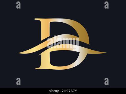 D letter logo design. Premium Letter D Logo Design with water wave concept Stock Vector