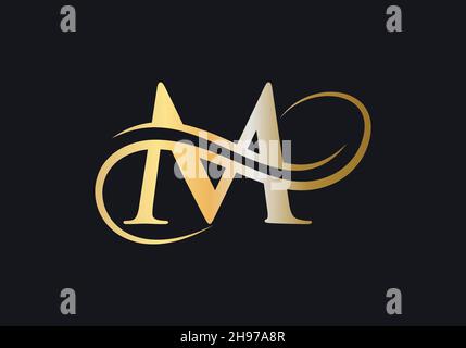 M Letter Initial Luxurious Logo Template. M Logo Golden Concept. M Letter Logo with Golden Luxury Color and Monogram Design. Stock Vector