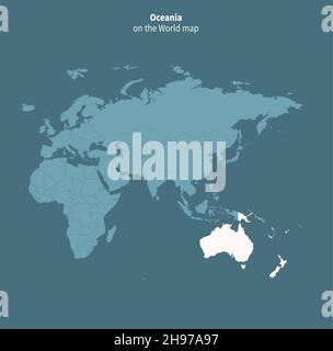 Oceania vector map. world map by region. Stock Vector