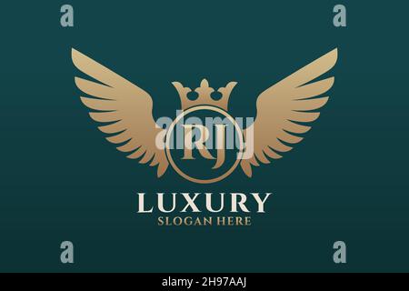 Luxury royal wing Letter RJ crest Gold color Logo vector, Victory logo ...