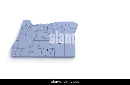 Oregon State Map 3d. State 3D rendering set in the United States. Stock Photo