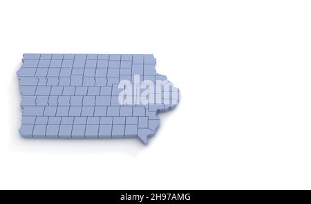 Iowa State Map 3d. State 3D rendering set in the United States. Stock Photo