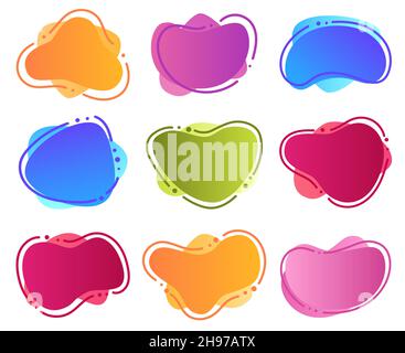 Vector varied abstract shapes. Colorful backgrounds, frames for advertising text. Modern design of business cards, idea of backdrop for flyer or brochure, invitations, gift cards. Stock Vector