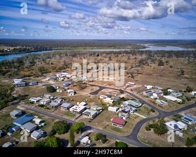 Aerial of holiday houses at Buxton a small village on the banks of the Isis River Queensland Australia Stock Photo